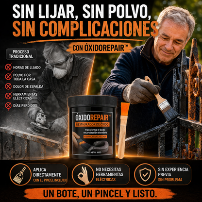 1+1 GRATIS | ÓXIDOREPAIR™  Elimina el Óxido y deja tus rejas como nuevas, sin lijar ni llamar a un pintor. (Solo hoy incluye otro bote y 2 Brochas GRATIS)