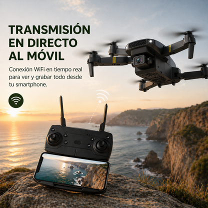 SKYCAM PRO™ | Dron profesional con doble cámara 4K, despegue automático y transmisión Wifi en directo al móvil. Captura fotos y vídeos de calidad. (Solo Hoy Incluye maletín rígido + 2 baterías GRATIS para volar todo el día)